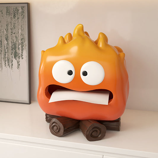 Big-Eyed Cartoon Torch Tissue Box: Whimsical Home Decor