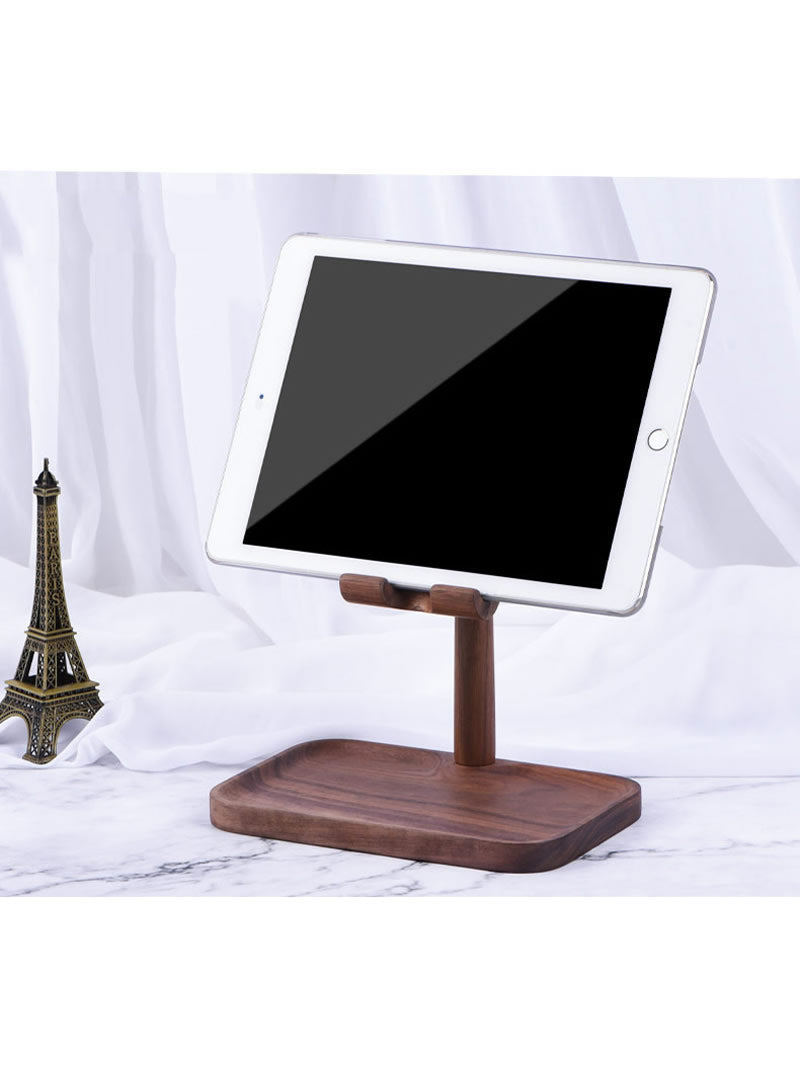 180 Degree Rotatable Wooden Mobile Phone Holder With Storage Tray