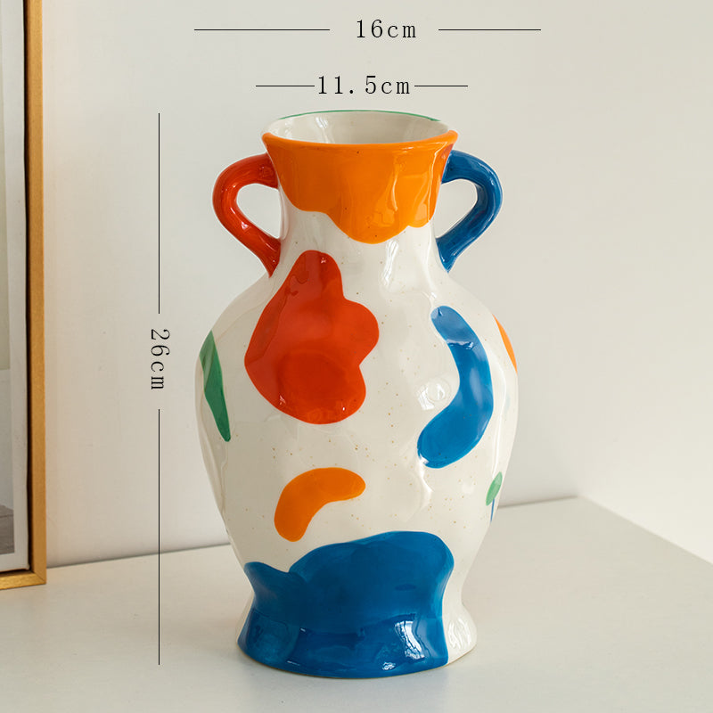 Rustic Hand-Painted Artistic Decorative Ceramic Vase