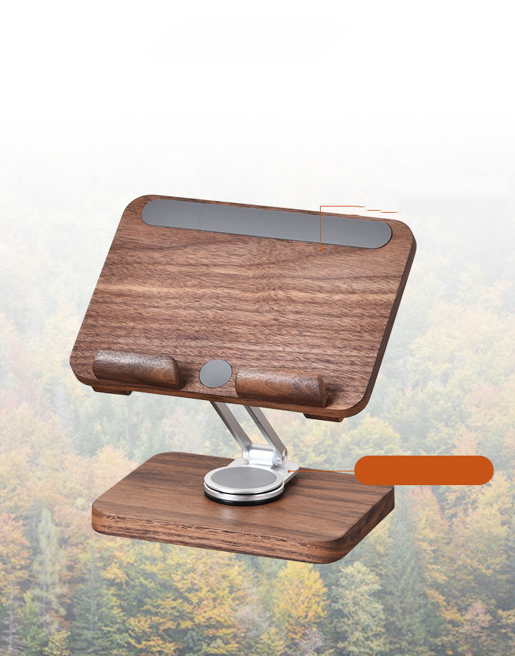 360° Rotating Black Walnut Wood iPad Stand,Tablet Stand