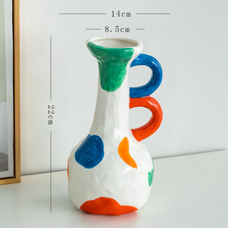 Rustic Hand-Painted Artistic Decorative Ceramic Vase