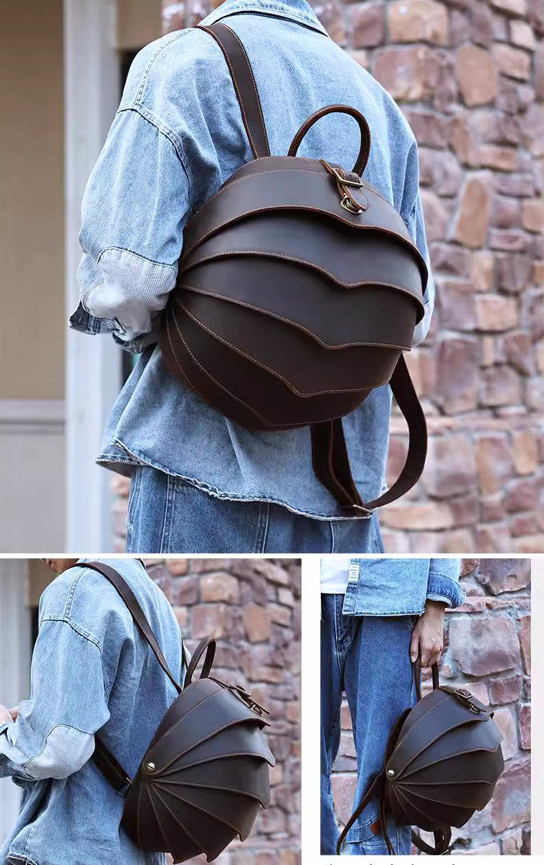 Amazing Beetle Cowhide Backpack, Outdoor Travel Decorative Storage Bag