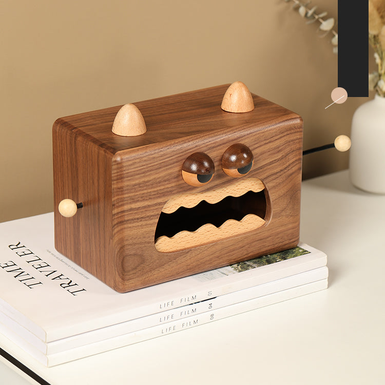 Angry Mouth Monster Wooden Tissue Box, Black Walnut Classic Design