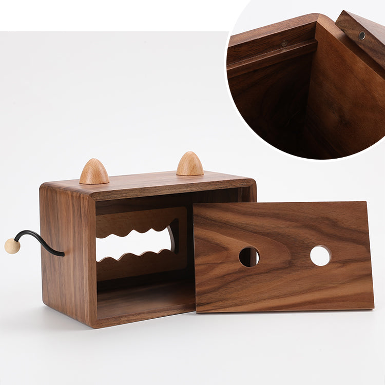 Angry Mouth Monster Wooden Tissue Box, Black Walnut Classic Design