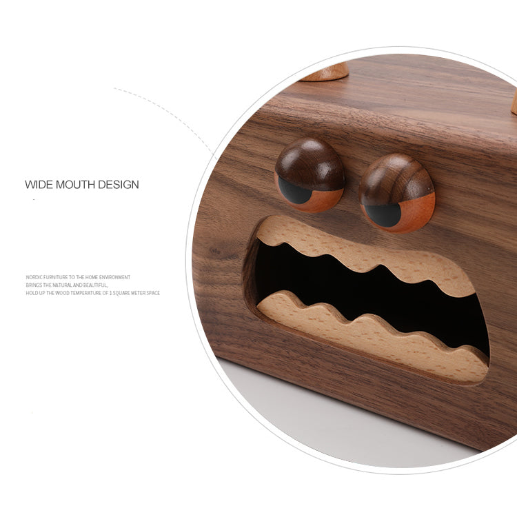 Angry Mouth Monster Wooden Tissue Box, Black Walnut Classic Design