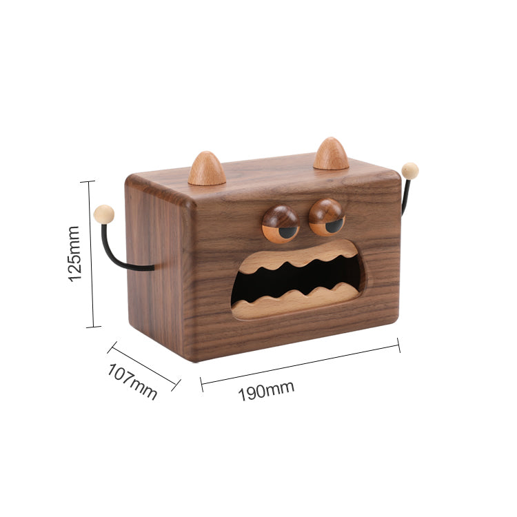 Angry Mouth Monster Wooden Tissue Box, Black Walnut Classic Design