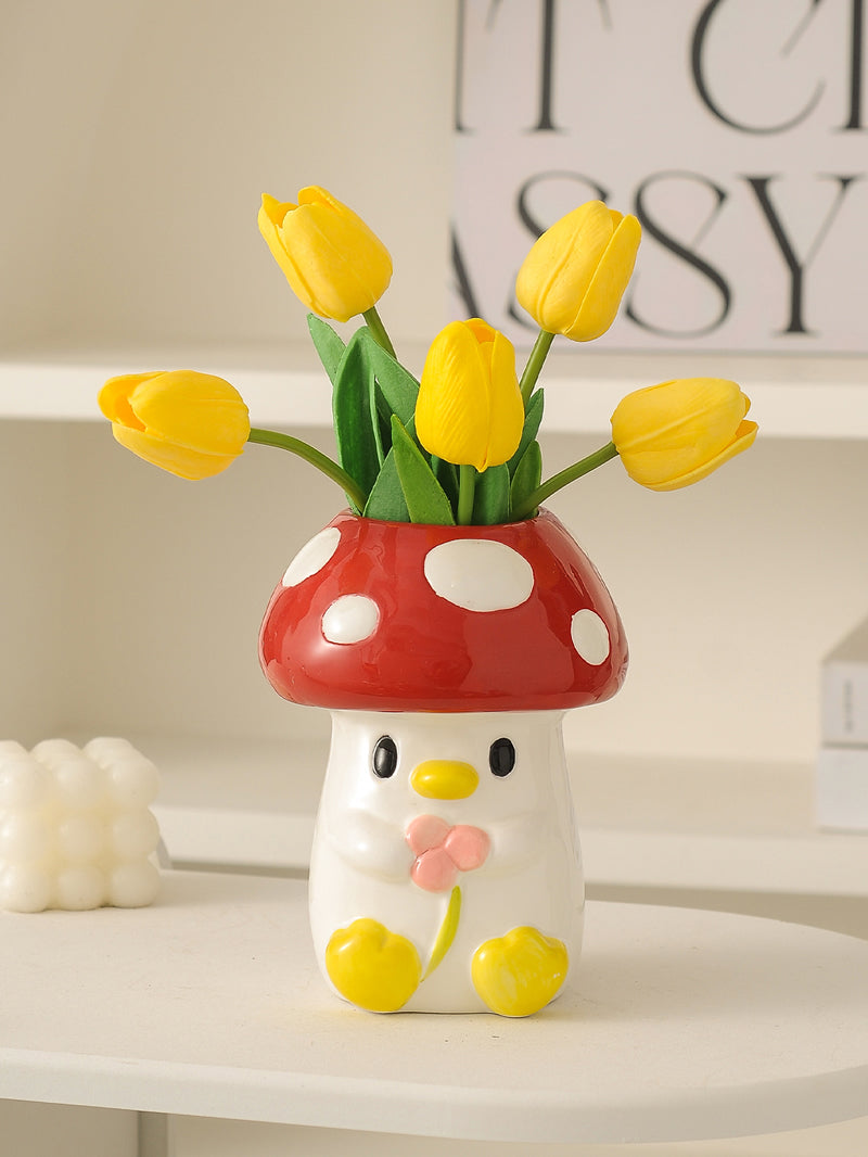 Beautiful Mushroom Ceramic Vase, Fun Gift Idea,Home Decoration