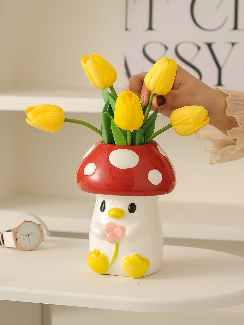 Beautiful Mushroom Ceramic Vase, Fun Gift Idea,Home Decoration