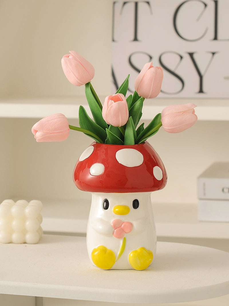 Beautiful Mushroom Ceramic Vase, Fun Gift Idea,Home Decoration