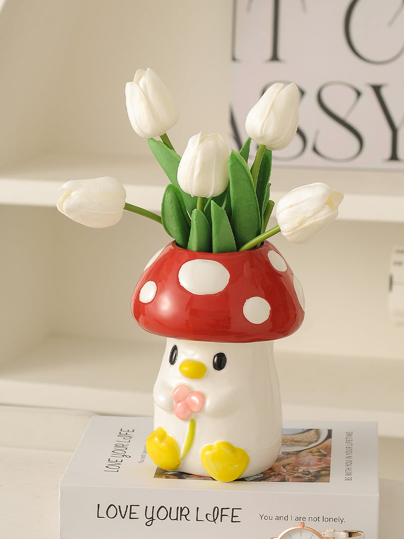 Beautiful Mushroom Ceramic Vase, Fun Gift Idea,Home Decoration