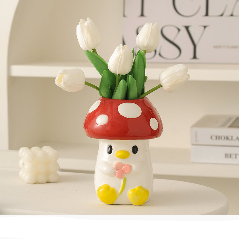 Beautiful Mushroom Ceramic Vase, Fun Gift Idea,Home Decoration