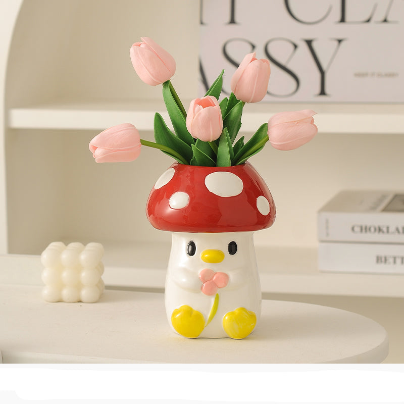 Beautiful Mushroom Ceramic Vase, Fun Gift Idea,Home Decoration