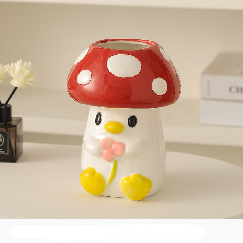 Beautiful Mushroom Ceramic Vase, Fun Gift Idea,Home Decoration