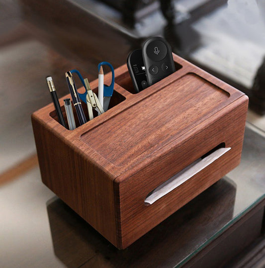 Classic Wooden Tissue Box, Black Walnut Living Room Organization And Storage Box