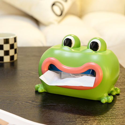 Cartoon Little Frog Decorates The Tissue Box, With Phone Holder Function