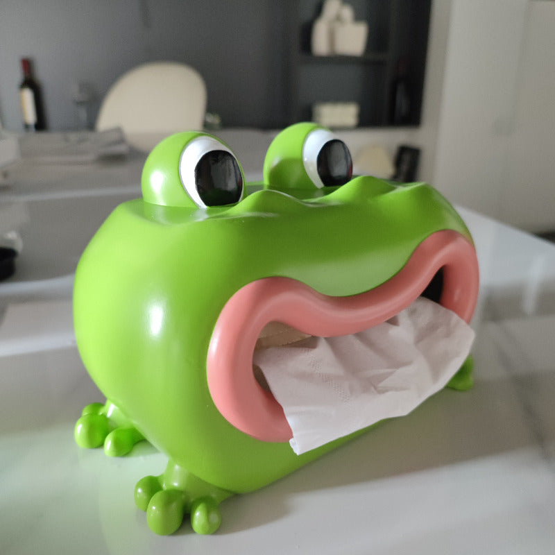 Cartoon Little Frog Decorates The Tissue Box, With Phone Holder Function