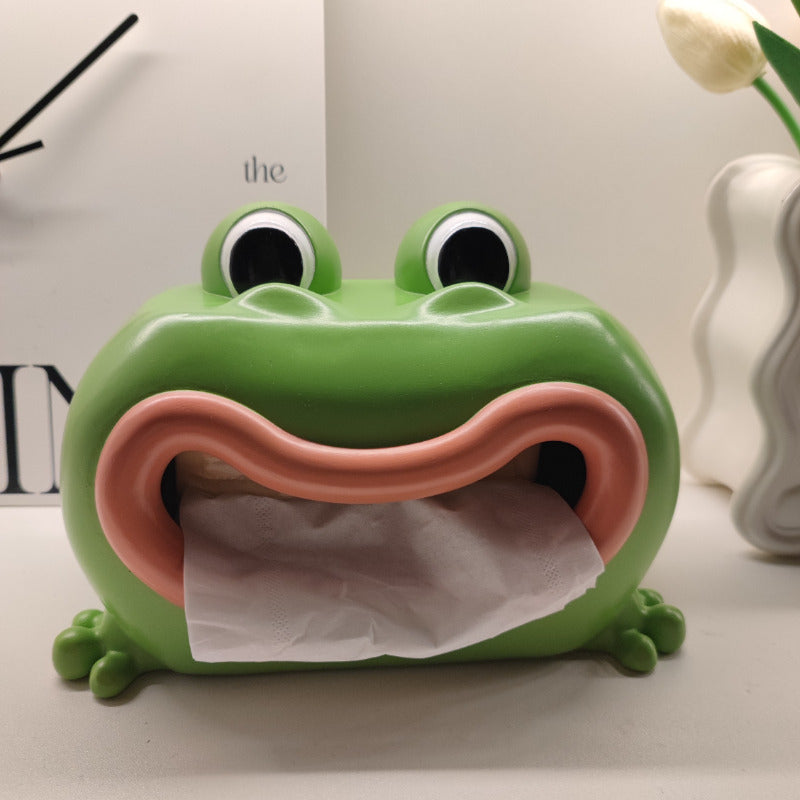 Cartoon Little Frog Decorates The Tissue Box, With Phone Holder Function