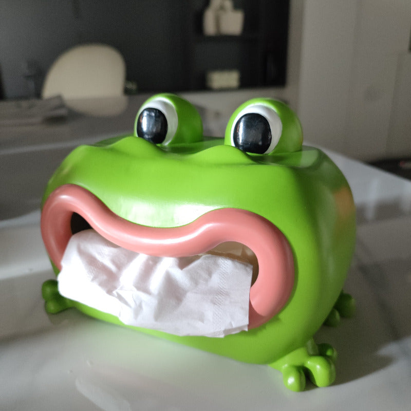 Cartoon Little Frog Decorates The Tissue Box, With Phone Holder Function