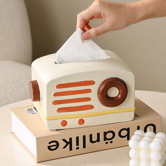 Creative Ceramic Radio Tissue Box, Art Design