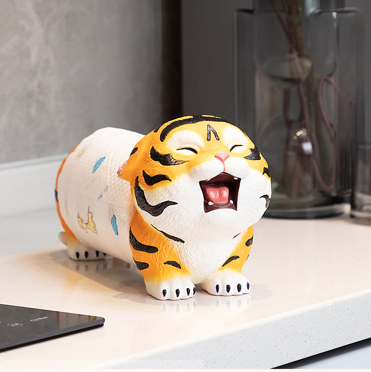 Cute Little Tiger Roll Holder, Unique Desktop Decoration Design