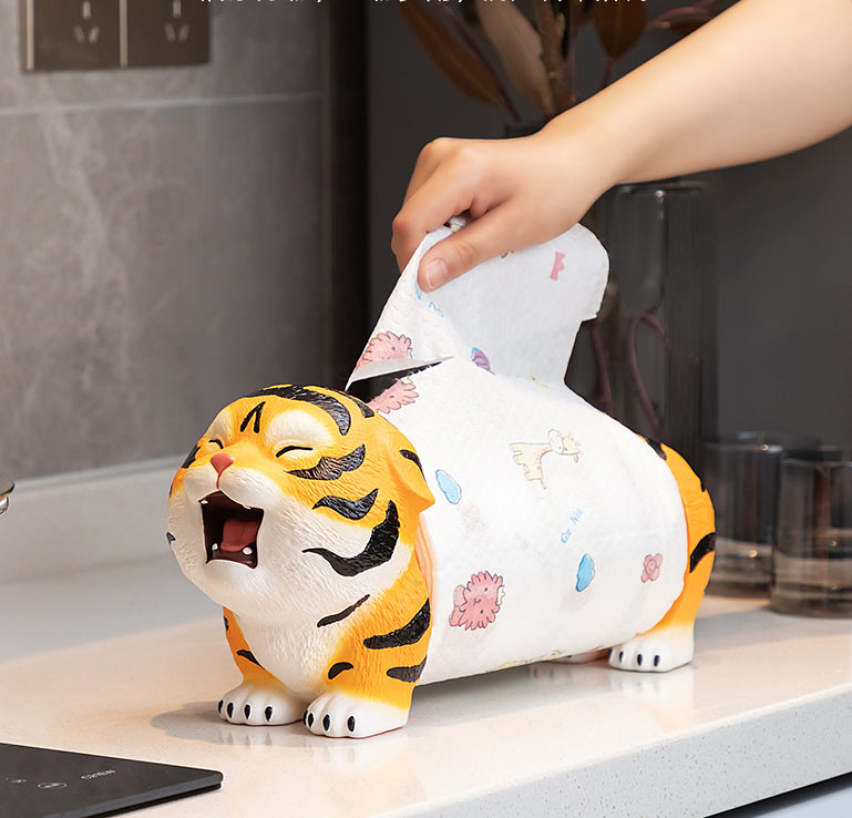 Cute Little Tiger Roll Holder, Unique Desktop Decoration Design