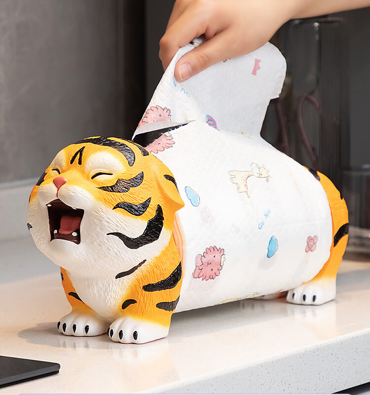 Cute Little Tiger Roll Holder, Unique Desktop Decoration Design