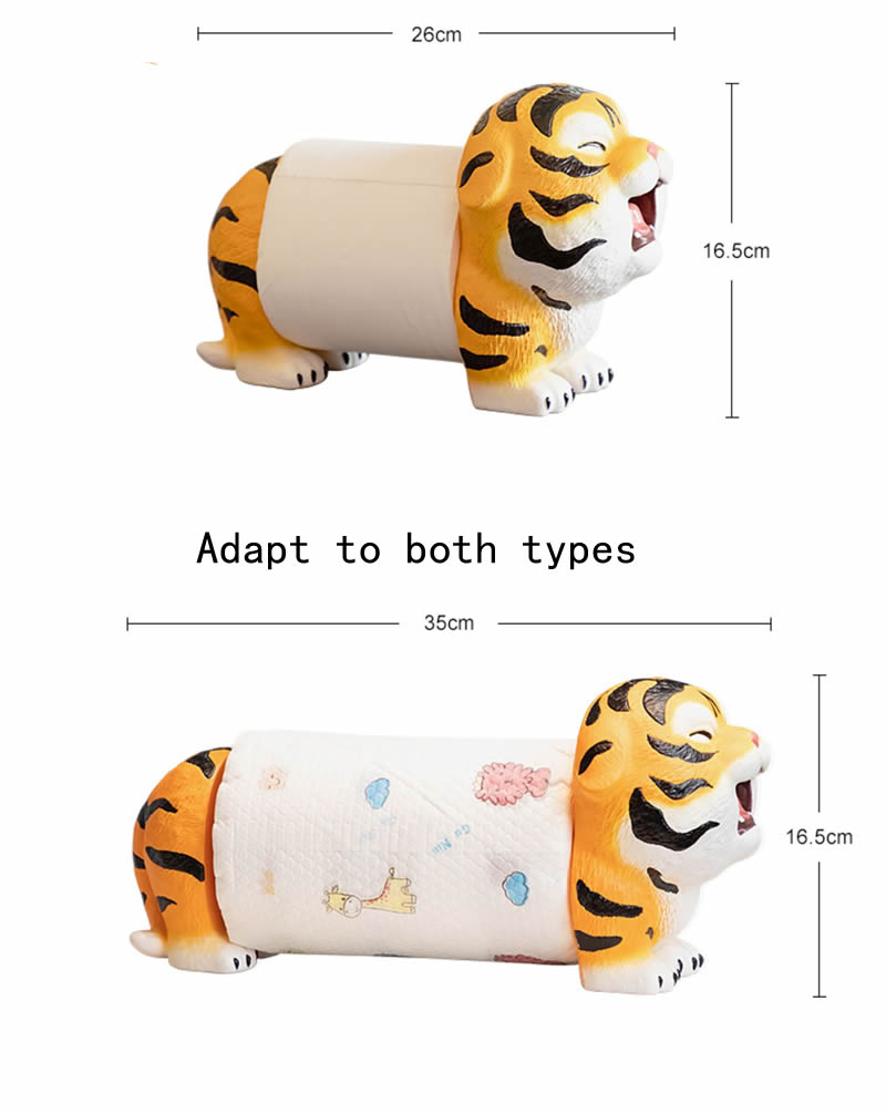 Cute Little Tiger Roll Holder, Unique Desktop Decoration Design