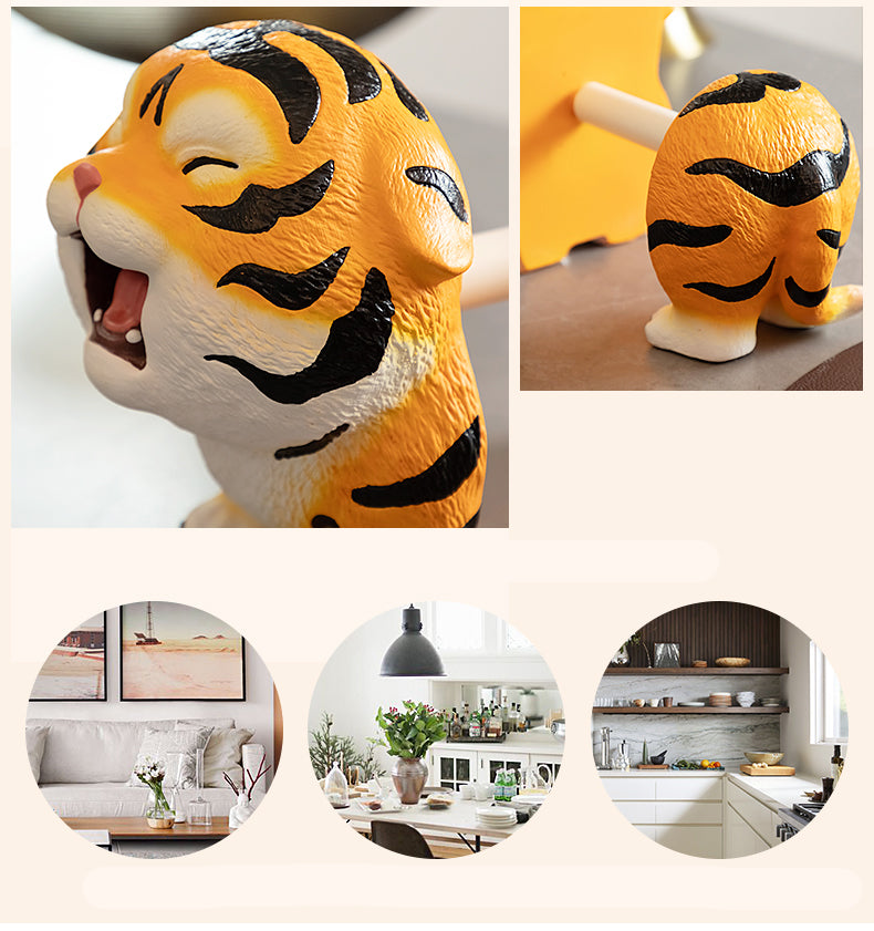 Cute Little Tiger Roll Holder, Unique Desktop Decoration Design