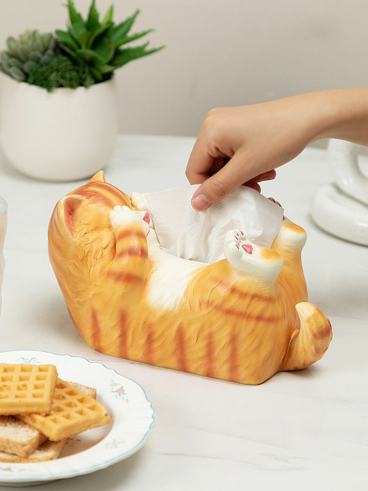 Cute Lying Shy Cat Tissue Box - Whimsical and Practical Tissue Holder