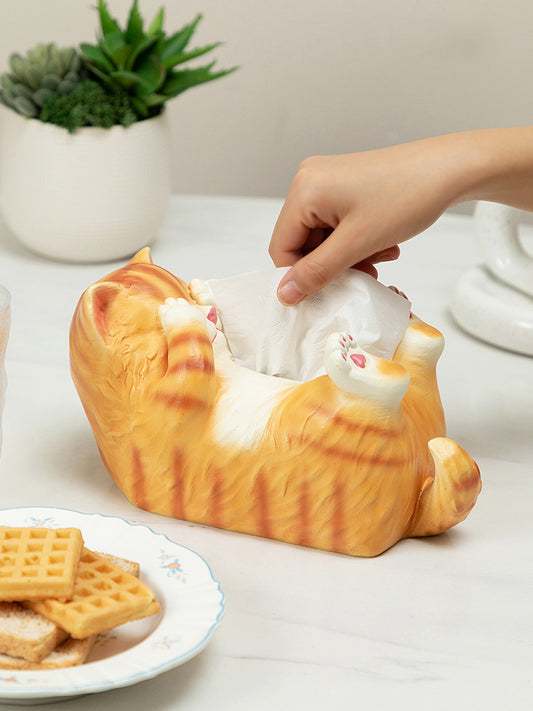 Cute Lying Shy Cat Tissue Box - Whimsical and Practical Tissue Holder