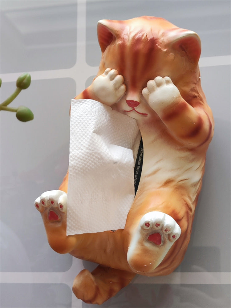 Cute Lying Shy Cat Tissue Box - Whimsical and Practical Tissue Holder