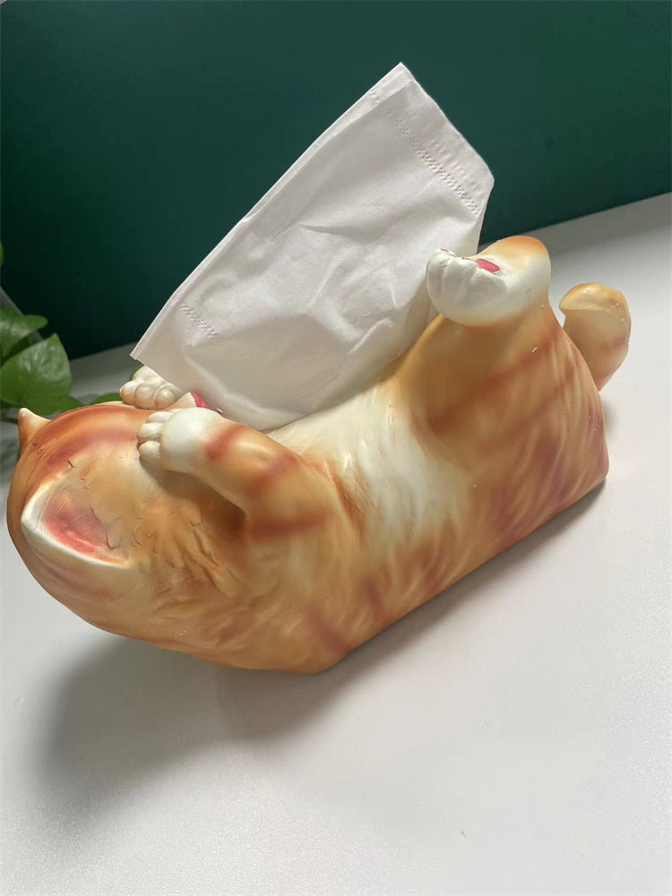 Cute Lying Shy Cat Tissue Box - Whimsical and Practical Tissue Holder