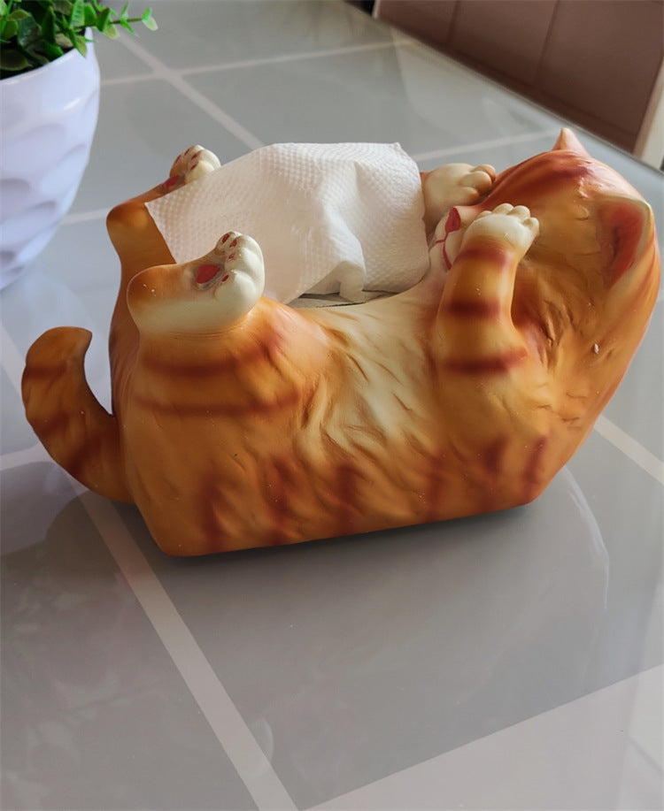 Cute Lying Shy Cat Tissue Box - Whimsical and Practical Tissue Holder