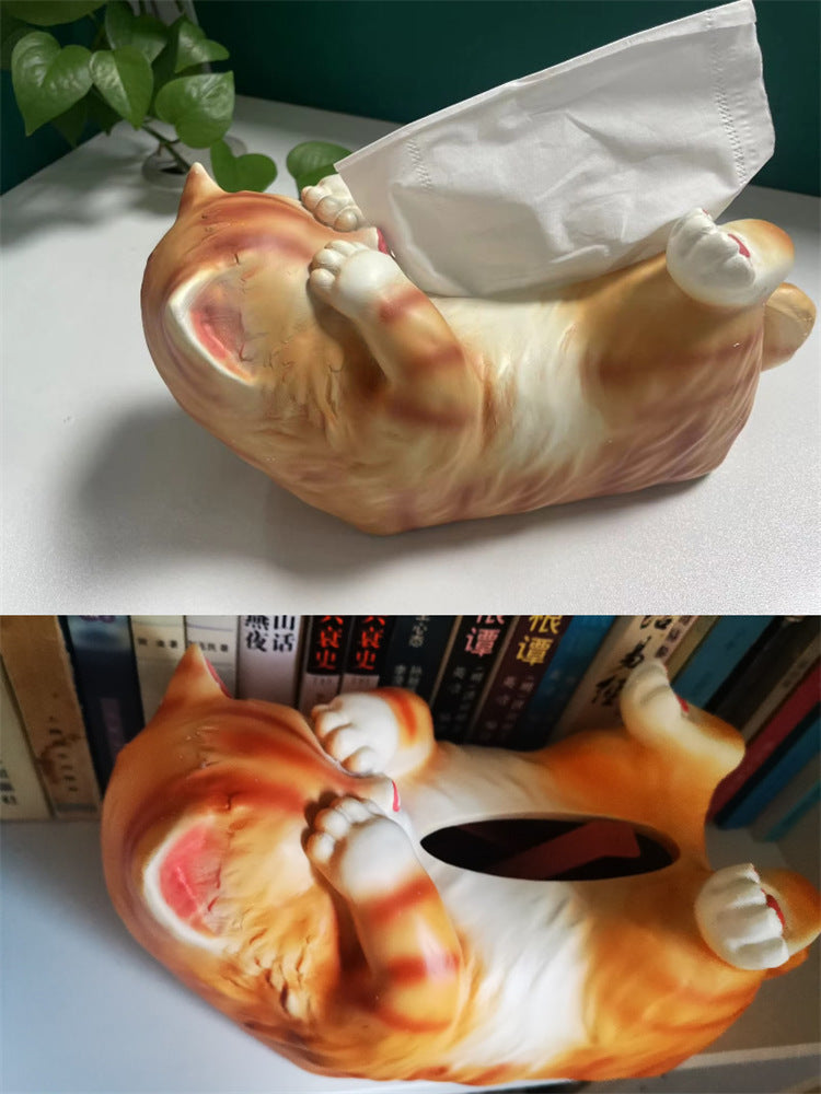 Cute Lying Shy Cat Tissue Box - Whimsical and Practical Tissue Holder