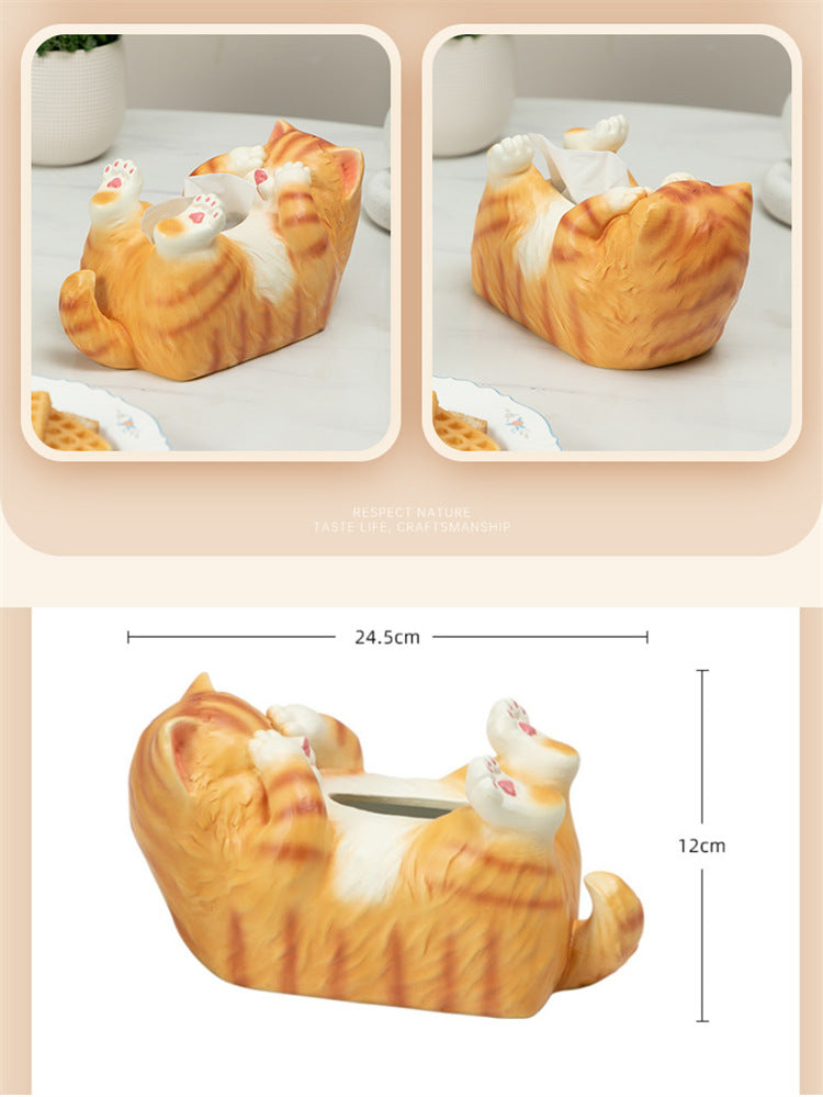 Cute Lying Shy Cat Tissue Box - Whimsical and Practical Tissue Holder