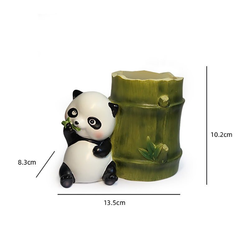 Cute Panda Pen Holder, Bamboo Desktop Storage