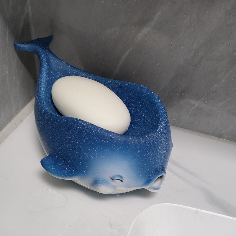 Fun Blue Little Whale Bathroom Draining Soap Dish