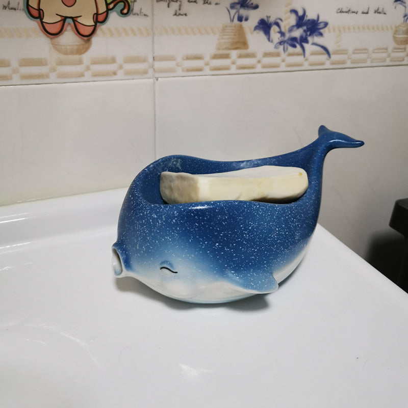 Fun Blue Little Whale Bathroom Draining Soap Dish