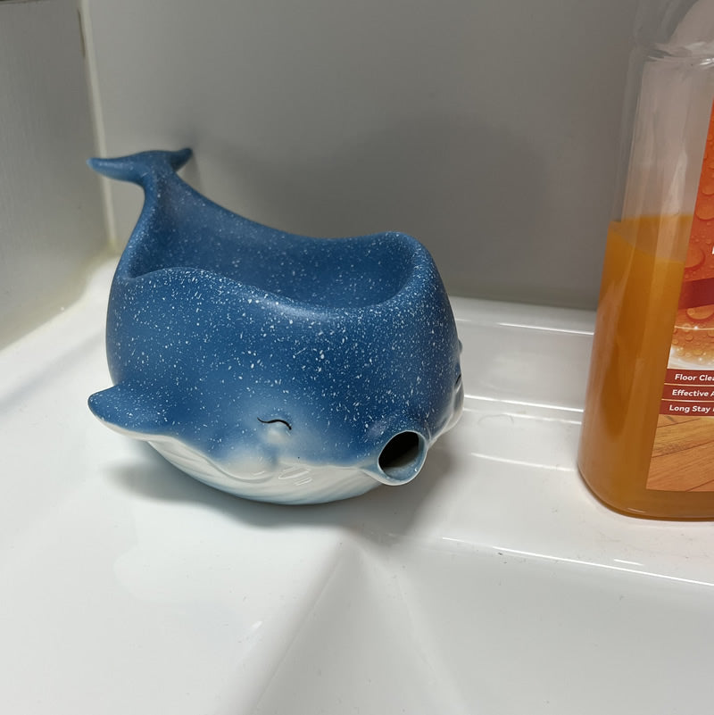 Fun Blue Little Whale Bathroom Draining Soap Dish