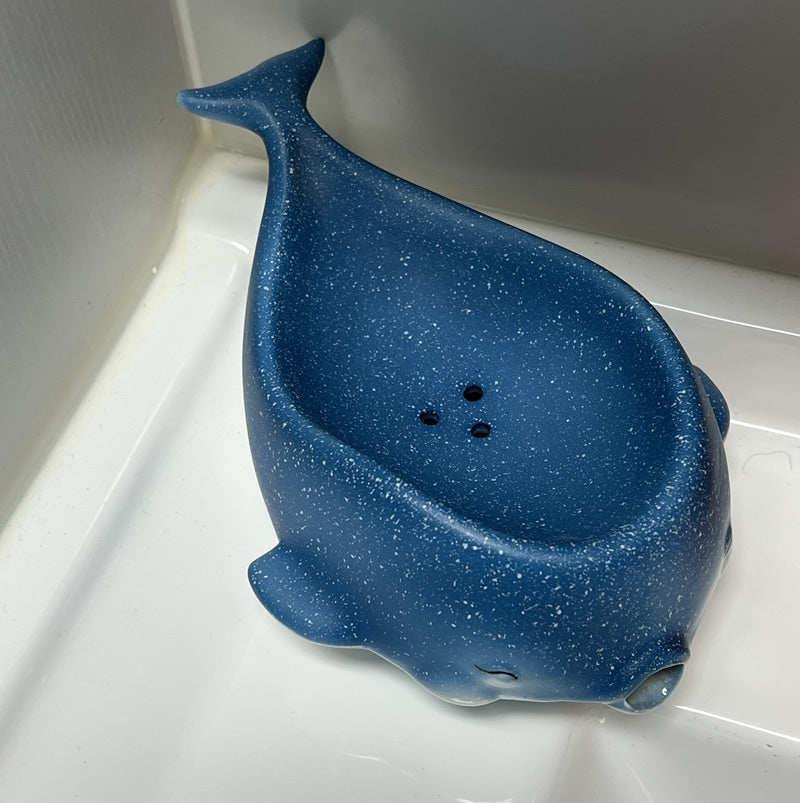 Fun Blue Little Whale Bathroom Draining Soap Dish