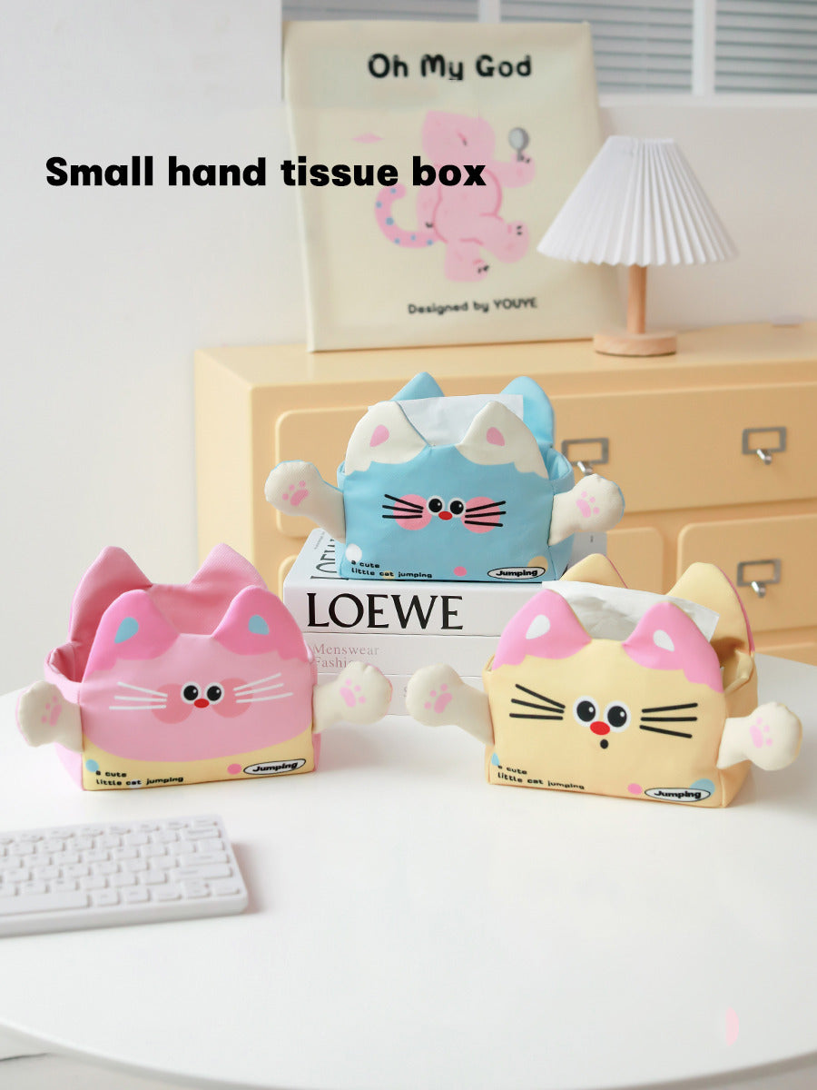 Fun Cartoon Cat Plush Fabric Tissue Box - Whimsical and Functional Decor