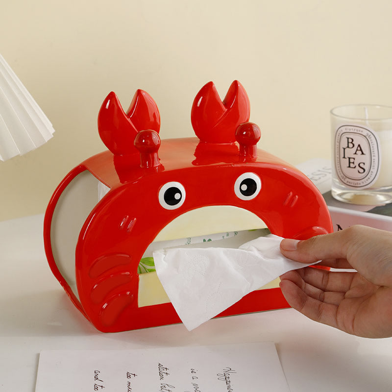 Funny Big Crab Ceramic Tissue Box, Creative Living Room Decoration Ideas