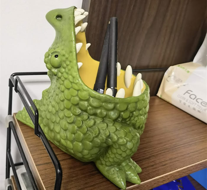 Green Big Mouth Monster Pen Holder, Office Desk Decoration