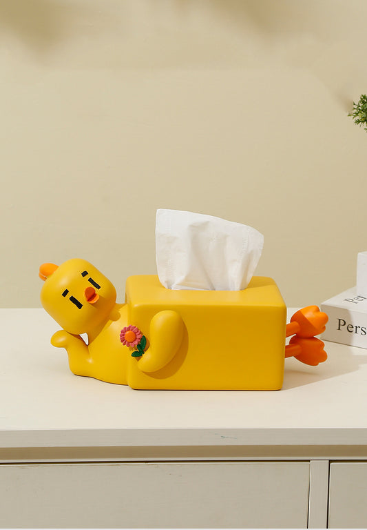 Lazy Little Yellow Duck Tissue Box, Desktop Decoration