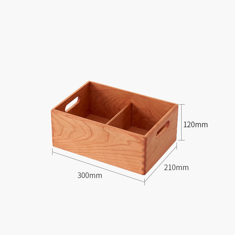 Simple Cherry Wood Desktop Storage Box,Office Desk Organizer