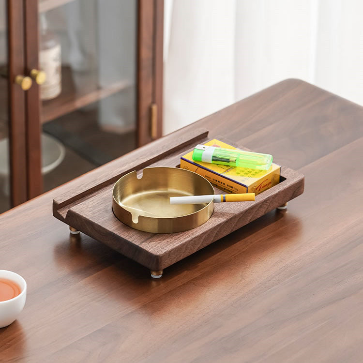 Black Walnut Ashtray, Phone Holder, Multi-Functional Wooden Storage