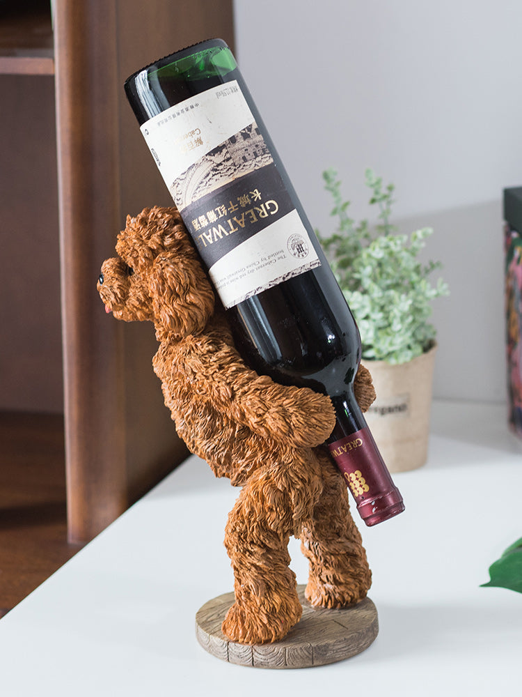 Fun Decorative Dog Wine Rack, Cute Teddy Tabletop Ornament Ideas