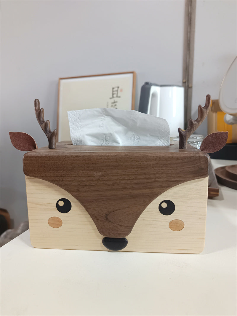 Cute Wooden Deer Tissue Box, Amazing Desktop Decoration