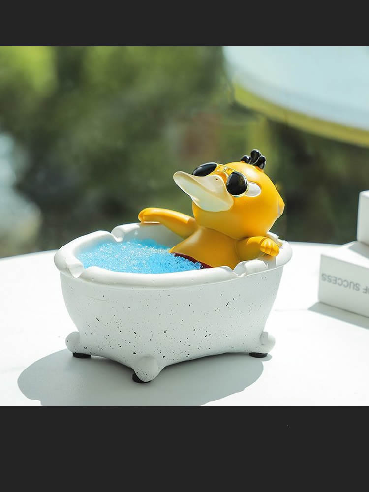 Duck Ashtray Bathing In Bathtub, Quirky Desktop Decoration Gift