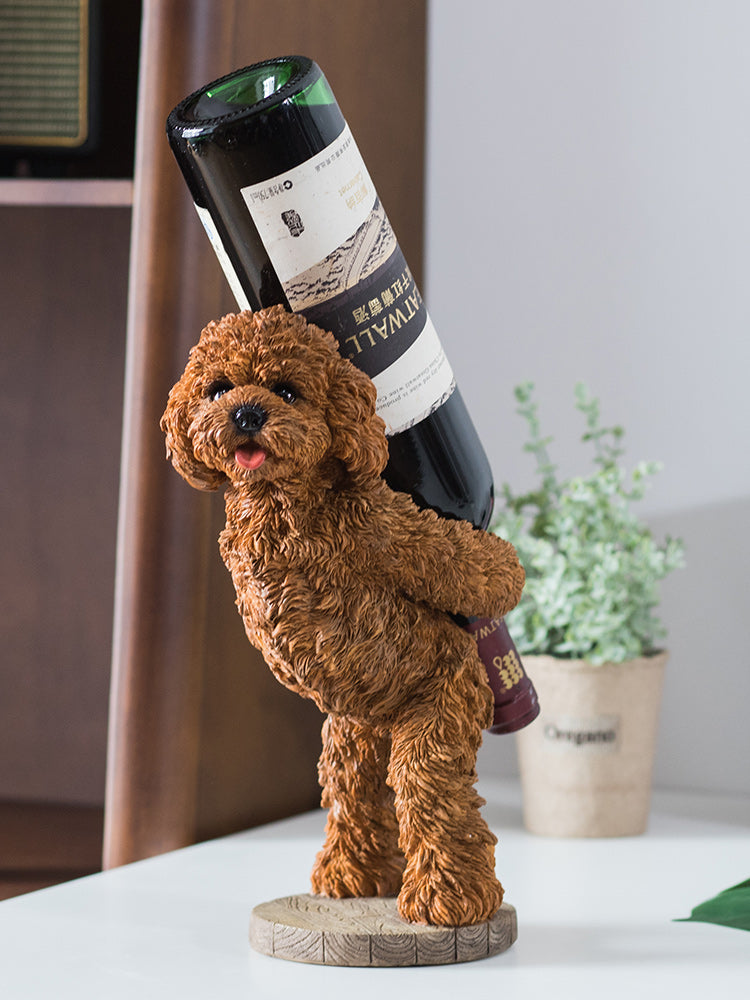 Fun Decorative Dog Wine Rack, Cute Teddy Tabletop Ornament Ideas